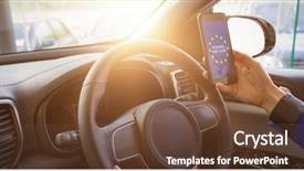  Presentation with gps - Slides with holding smartphone on his car background and a  colored foreground