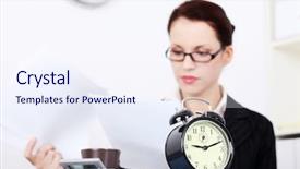  Presentation with front office - Cool new presentation design with holding some documents clock backdrop and a sky blue colored foreground