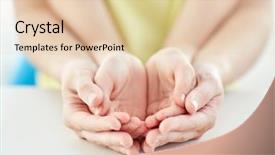  Presentation with family holding hands - Audience pleasing theme consisting of holding somethining in cupped hands backdrop and a lemonade colored foreground