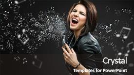  Presentation with rock - PPT theme featuring holding sounding mike with melody background and a dark gray colored foreground