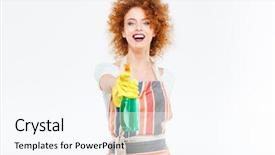  Presentation with liquid detergent - Amazing theme having holding spray with liquid detergent backdrop and a sky blue colored foreground