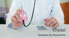  Presentation with scanner - Presentation theme having holding stethoscope against mri scanner background and a  colored foreground