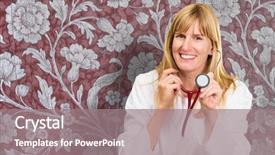  Presentation with vintage floral - Colorful PPT layouts enhanced with holding stethoscope agianst a vintage backdrop and a gray colored foreground