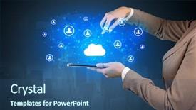  Presentation with tablet - Presentation theme enhanced with holding tablet and showing staf background and a ocean colored foreground