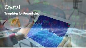  Presentation with digital transformation of industry - Amazing theme having holding tablet pc with graph backdrop and a gray colored foreground