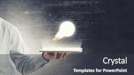  Presentation with hands holding - Presentation design consisting of holding tablet pc with light background and a dark gray colored foreground