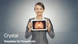 Presentation with lung - PPT theme with holding tablet pc with lung background and a gray colored foreground