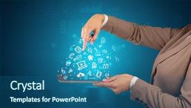  Presentation with elegant business social media - Audience pleasing slides consisting of holding tablet with chalk drawn backdrop and a ocean colored foreground