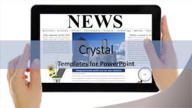  Presentation with holding hands - Cool new slides with holding tablet with digital news backdrop and a  colored foreground