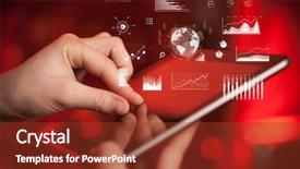  Presentation with global - Presentation theme consisting of holding tablet with global business background and a tawny brown colored foreground