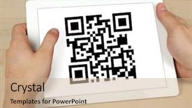  Presentation with code - Audience pleasing presentation theme consisting of holding tablet with qr code backdrop and a coral colored foreground