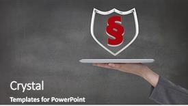  Presentation with composite - Theme featuring holding tablet with section shield background and a  colored foreground
