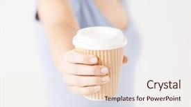  Presentation with take - Beautiful slide set featuring holding take away coffee cup backdrop and a lemonade colored foreground