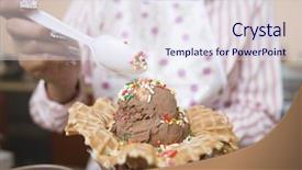  Presentation with sprinkles - PPT theme with holding tempting chocolate ice-cream background and a sky blue colored foreground