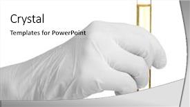  Presentation with urine - Cool new slide deck with holding test tube with urine backdrop and a white colored foreground