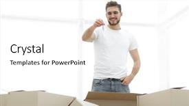  Presentation with apartments - Cool new presentation with holding the keys of new backdrop and a white colored foreground