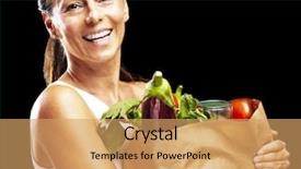  Presentation with middle ages portrait - Beautiful slide deck featuring holding the purchase over black backdrop and a coral colored foreground