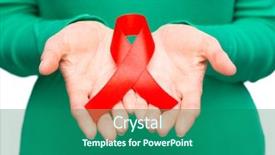  Presentation with red ribbon hiv - Beautiful PPT theme featuring holding the red awareness ribbon backdrop and a ocean colored foreground