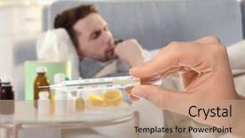  Presentation with high voltag line - Cool new PPT theme with holding thermometer with high temperature backdrop and a coral colored foreground