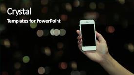  Presentation with touch screen - PPT layouts having holding touch screen mobile phone background and a black colored foreground
