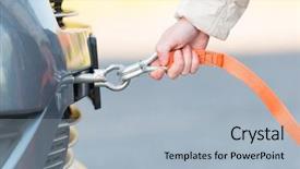  Presentation with car assembly line - PPT theme having holding tow rope near towing background and a light blue colored foreground