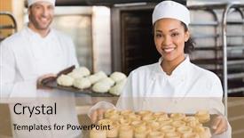  Presentation with camera - Theme with holding tray in the kitchen background and a coral colored foreground