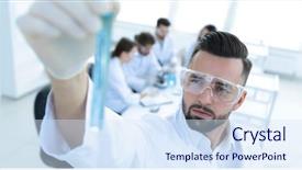  Presentation with scientist - Beautiful slides featuring holding tube with the reagents backdrop and a  colored foreground