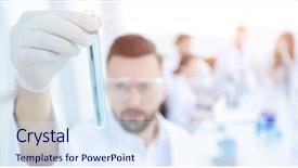  Presentation with biological disaster healthcare scientist - PPT layouts having holding tube with the reagents background and a sky blue colored foreground