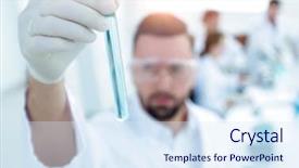  Presentation with scientist - Cool new theme with holding tube with the reagents backdrop and a  colored foreground