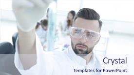  Presentation with biological disaster healthcare scientist - Audience pleasing theme consisting of holding tube with the reagents backdrop and a  colored foreground