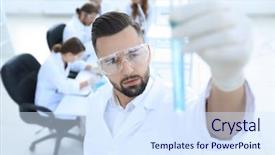  Presentation with scientist - Slide deck with holding tube with the reagents background and a  colored foreground