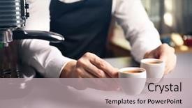  Presentation with coffee - Slide deck having holding two cups of coffee background and a soft green colored foreground