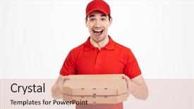  Presentation with food order - PPT layouts consisting of holding two takeaway pizza box background and a lemonade colored foreground