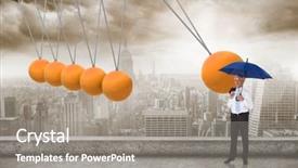  Presentation with newton cradle - Slides with holding umbrella against newtons cradle background and a gray colored foreground