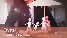  Presentation with holding hands family walking - Colorful presentation design enhanced with holding umbrella and paper family backdrop and a coral colored foreground