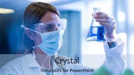  Presentation with chemical saftyt - Beautiful PPT theme featuring holding up beaker of chemical backdrop and a light blue colored foreground