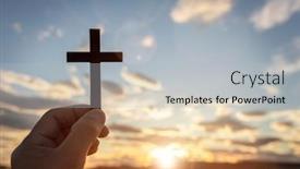  Presentation with worship - Slide deck with holding-up-religious-cross-crucifix background and a  colored foreground