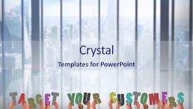  Presentation with hands holding - PPT theme featuring holding up target your customer background and a  colored foreground