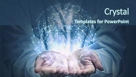  Presentation with technology - Slide deck consisting of holding virtual globe - media worldwide technology concept background and a ocean colored foreground