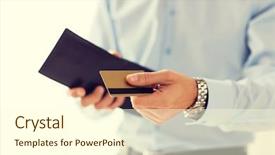  Presentation with health money insurance concept - Slide set featuring holding wallet and credit card background and a cream colored foreground