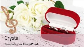  Presentation with treble clef - PPT theme consisting of holding wedding rings on music background and a coral colored foreground