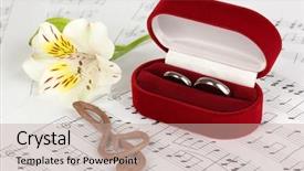  Presentation with treble clef - Amazing PPT theme having holding wedding rings on music backdrop and a  colored foreground