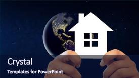  Presentation with planet earth on white - Audience pleasing presentation consisting of holding white house over earth backdrop and a navy blue colored foreground