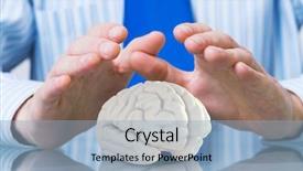  Presentation with human development - Presentation design enhanced with holding with care human brain background and a light blue colored foreground