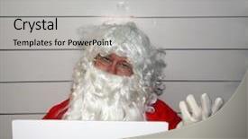  Presentation with santa claus holding scroll paper - Presentation design having computer power plug cable on a white background background and a white colored foreground
