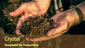  Presentation with elderly care helping hands - PPT layouts featuring holds a handful of fertile background and a tawny brown colored foreground