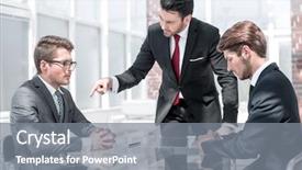  Presentation with employee relations - PPT layouts with holds a meeting with employee background and a gray colored foreground