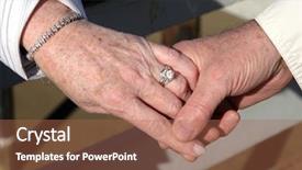  Presentation with older couple - Slide deck having holds hands showing a wedding background and a coral colored foreground