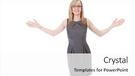  Presentation with wide - Cool new presentation theme with holds her arms wide open backdrop and a white colored foreground
