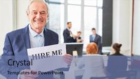  Presentation with job - PPT theme enhanced with holds sign that reads hire background and a teal colored foreground